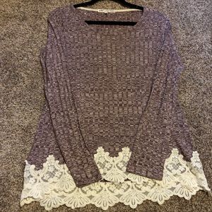 Maroon Long Sleeve Jolt top w/ Lace